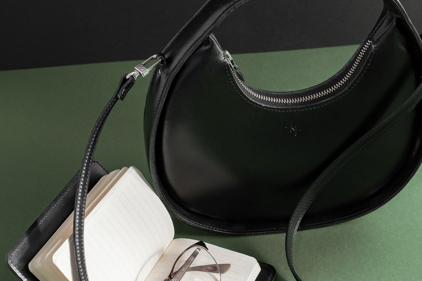 Leather Handbag Mini Moon – Black