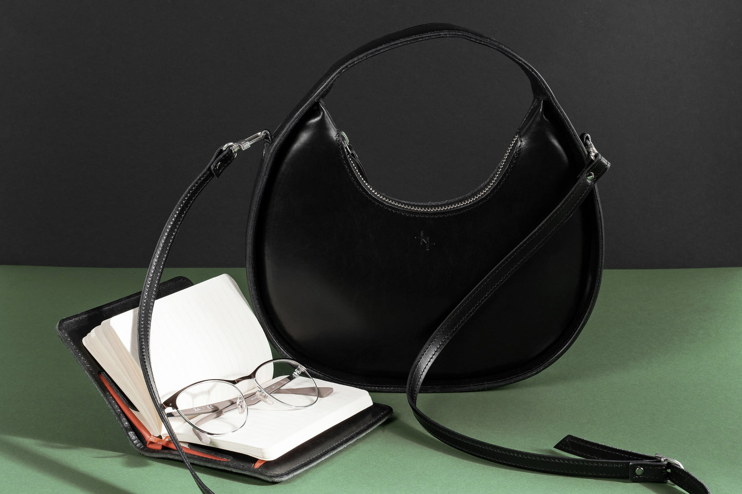 Leather Handbag Mini Moon – Black