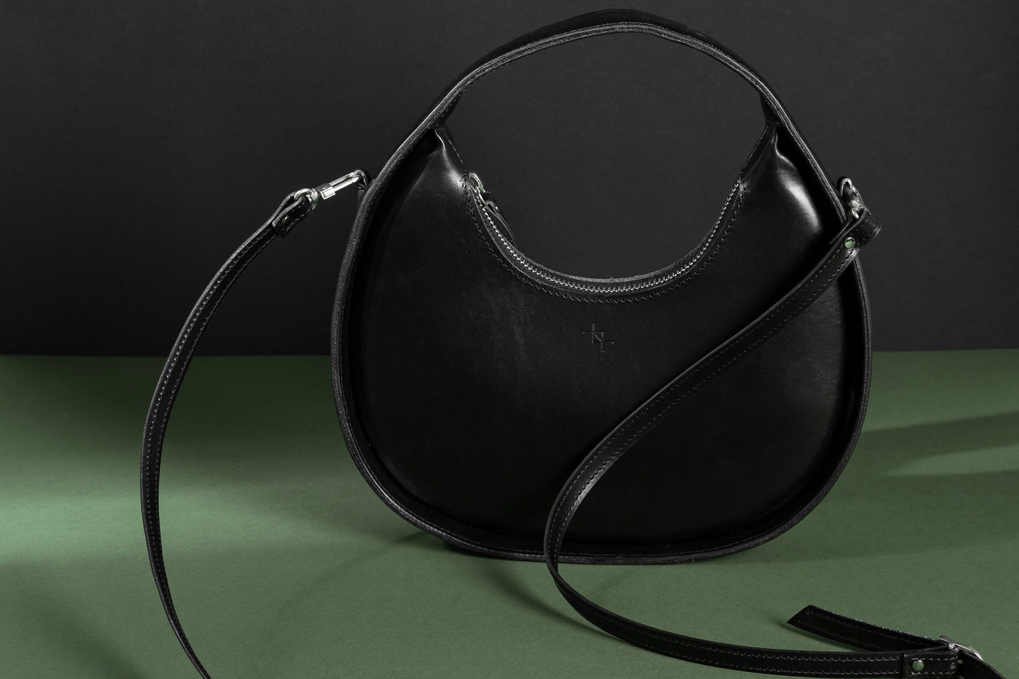 Leather Handbag Mini Moon – Black