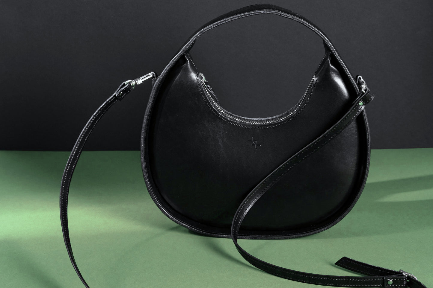 Leather Handbag Mini Moon – Black