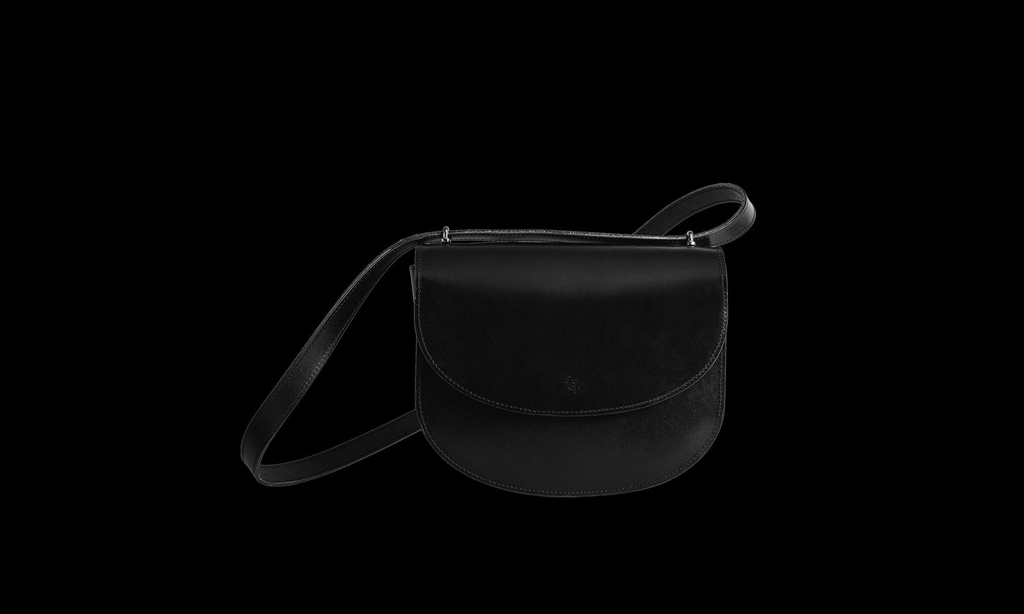 Leather Handbag Moon Pack - Black