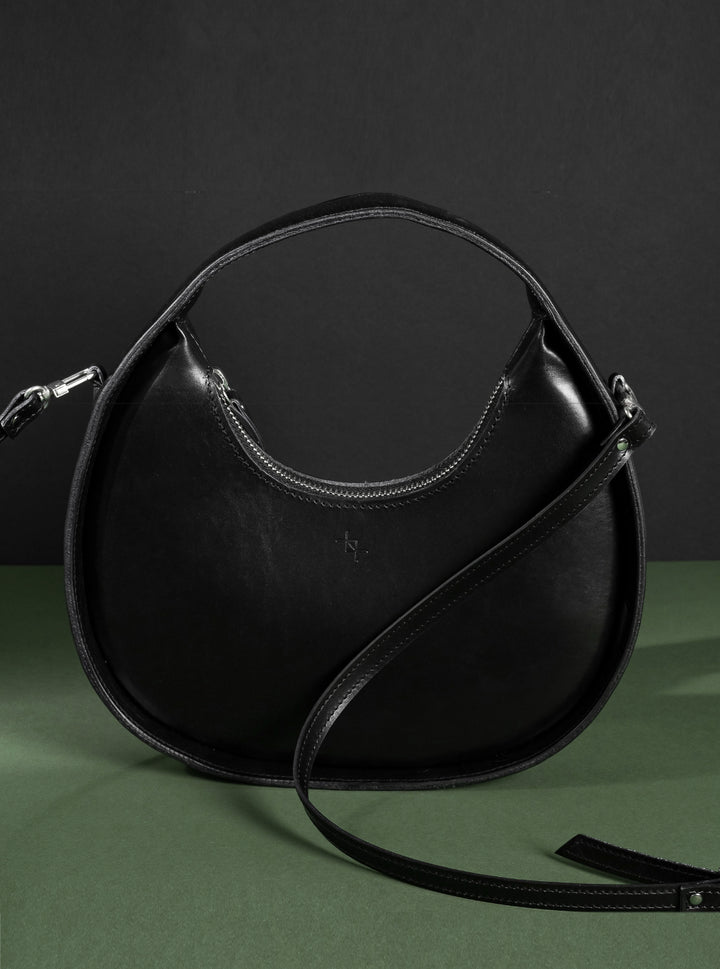 Leather Handbag Mini Moon – Black
