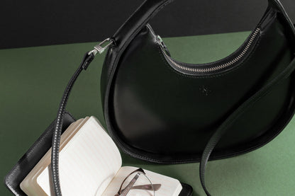 Leather Handbag Mini Moon – Black