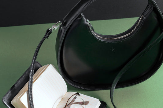 Leather Handbag Mini Moon – Black
