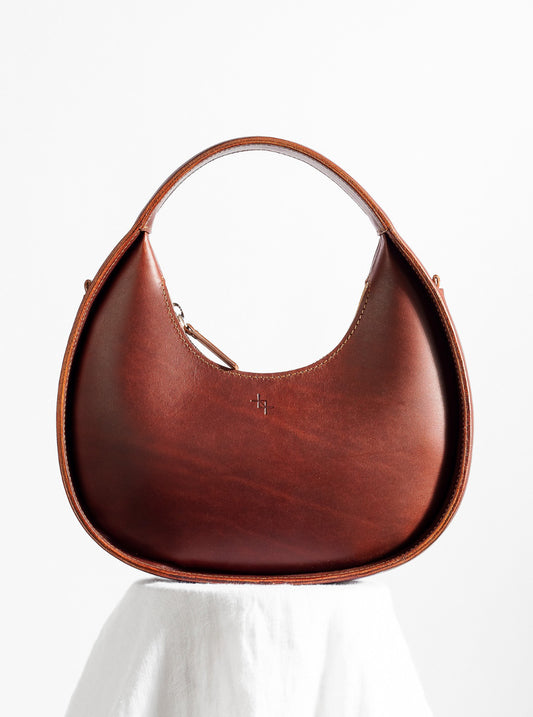 Lederhandtasche Mini Moon – Cognac