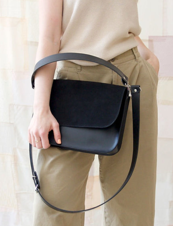 ASTORIA Suede Leather Bag – Black