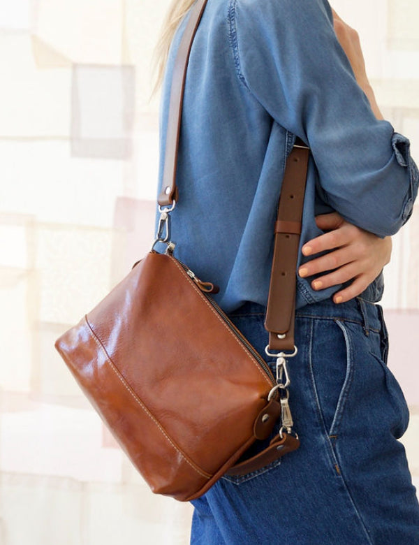 ROBIN Leather Bag with Two Handles – Ginger
